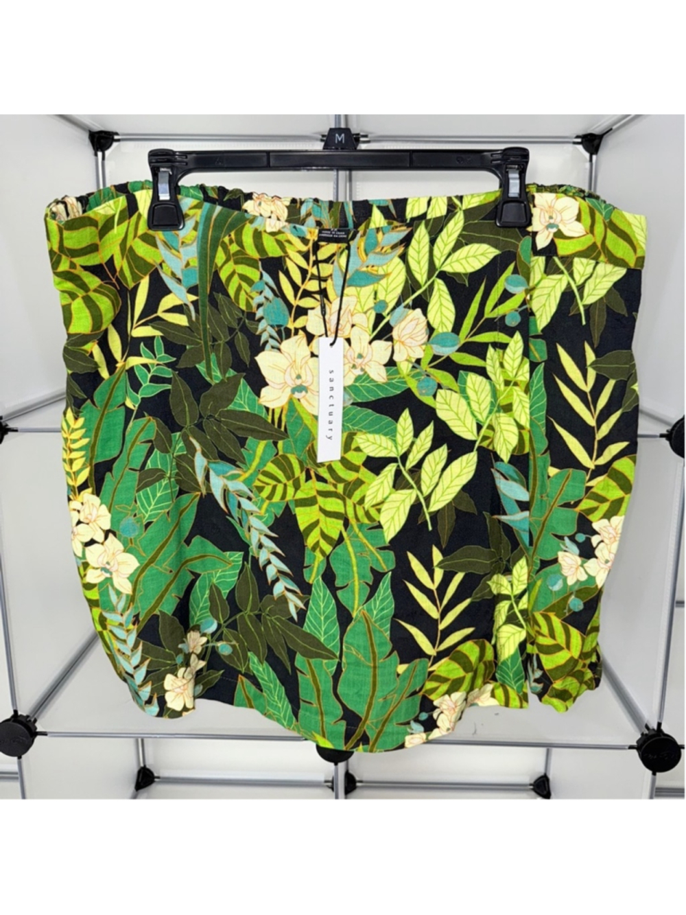 Sanctuary Women's Tropical Green Floral Faux Wrap Miniskort Size 2X New